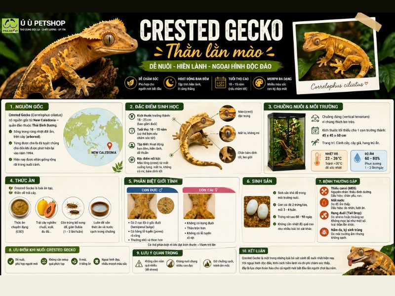 Đặc điểm sinh học nổi bật của Crested Gecko
